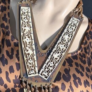 Artisan Gold and Silver Filigree Statement Necklace